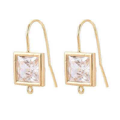 Brass Micro Pave Clear Cubic Zirconia Earring Hooks