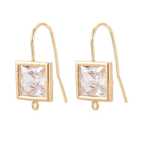 Brass Micro Pave Clear Cubic Zirconia Earring Hooks