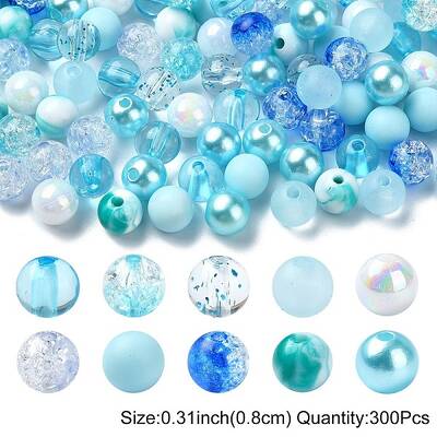 300Pcs 10 Styles Mixed Styles Acrylic Beads