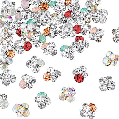 42Pcs 7 Colors Alloy Rhinestone Cabochons