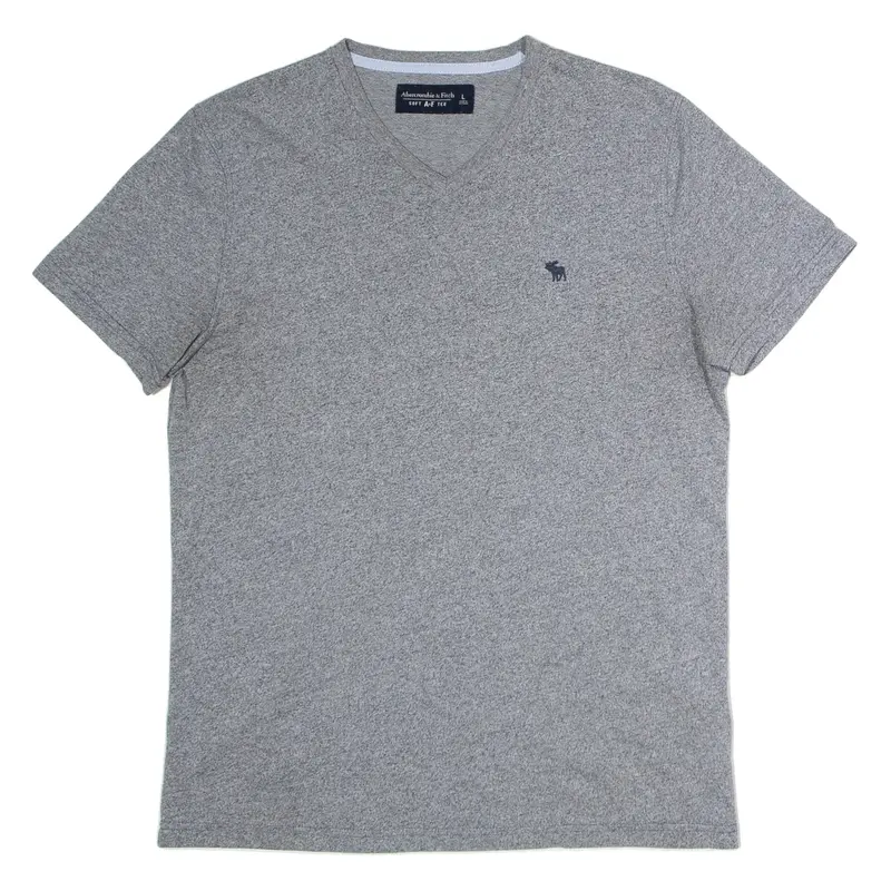 ABERCROMBIE & FITCH Mens T-Shirt Grey V-Neck L