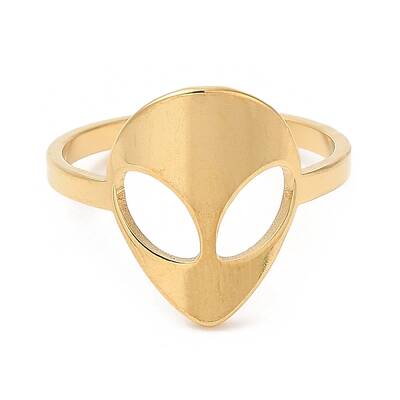 Ion Plating(IP) 304 Stainless Steel Alien Face Adjustable Ring for Women