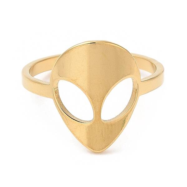 Ion Plating(IP) 304 Stainless Steel Alien Face Adjustable Ring for Women