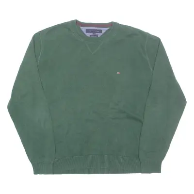 TOMMY HILFIGER Mens Jumper Green Tight Knit L