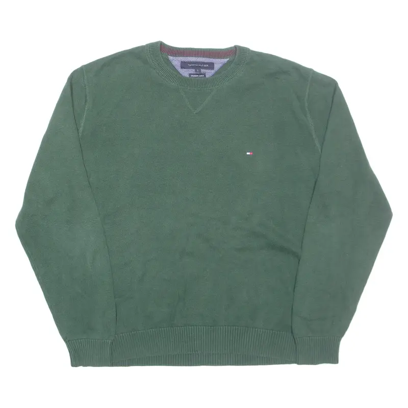TOMMY HILFIGER Mens Jumper Green Tight Knit L