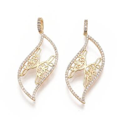 Brass Micro Pave Clear Cubic Zirconia Pendants