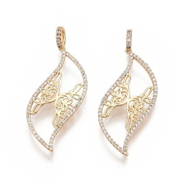 Brass Micro Pave Clear Cubic Zirconia Pendants