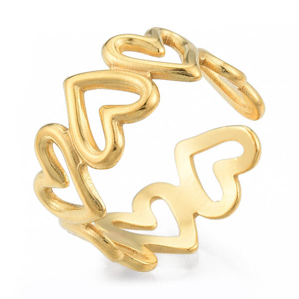 Ion Plating(IP) 304 Stainless Steel Hollow Heart Cuff Rings