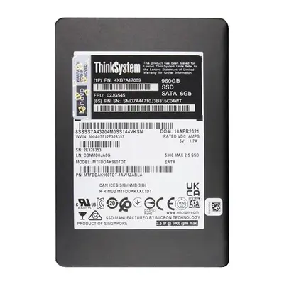 02JG545 Lenovo 960Gb Triple-Level Cell SATA 6Gb/s Hot Swappable 2.5-Inch Solid State Drive