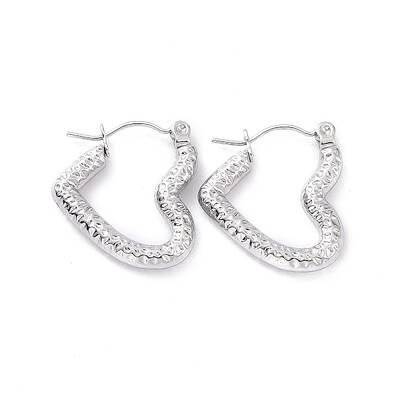 Non-Tarnish 304 Stainless Steel Heart Hoop Earrings for Women