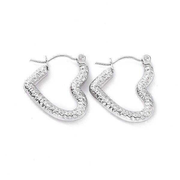 Non-Tarnish 304 Stainless Steel Heart Hoop Earrings for Women