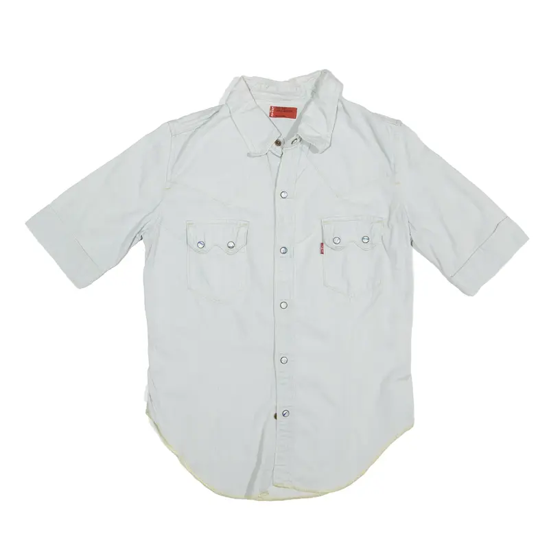 LEVI'S Red Tab Plain Shirt Blue Short Sleeve Girls M