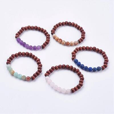 Frosted Mixed Gemstone Stretch Bracelets