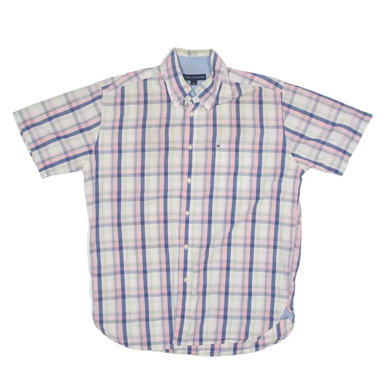 TOMMY HILFIGER Shirt Pink Check Short Sleeve Mens M