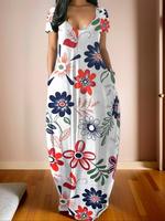Women's Floral Print Dress, Casual Short Sleeve Dress for Spring & Fall, Women's Clothing for Daily Wear