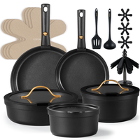 [Official] CAROTE x Leila  Premium 20-Piece Cookware Set, Nonstick Set with Versatile Detachable Handle, Oven/Dishwasher/Frid...