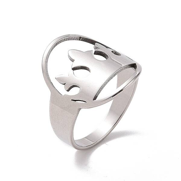 Non-Tarnish 201 Stainless Steel Oval with Crown Finger Ring