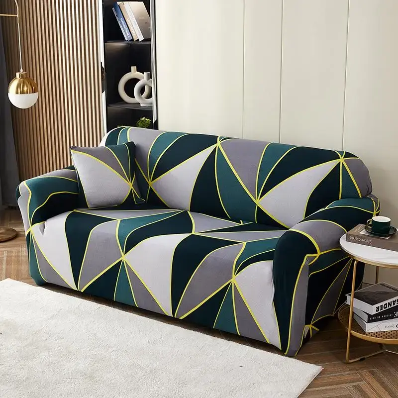 Geometric Pattern Sofa Cover, 1 Count Soft Breathable Non-slip Elastic Sofa Cover, Furniture Slipcover for Living Room, Chris...