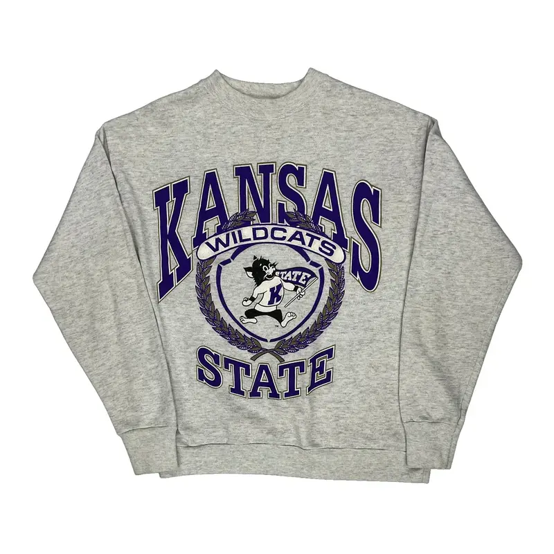 Kansas Wildcats Made In Usa Signal Sports College Sweatshirt - Large Grey Cotton Blend
