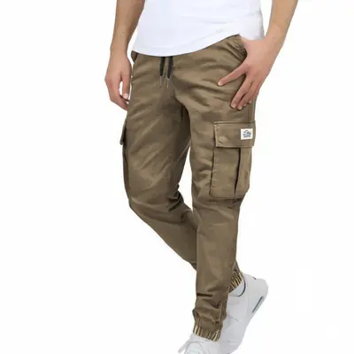 Men's Flex Stretch Cotton Cargo Pants Casual Beige