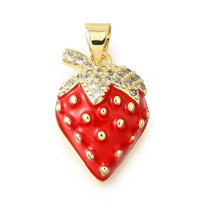 Brass Micro Pave Clear Cubic Zirconia with Enamel Pendants