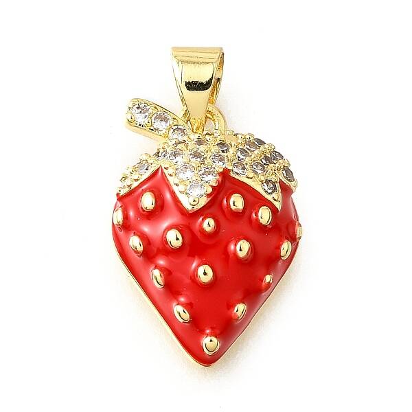 Brass Micro Pave Clear Cubic Zirconia with Enamel Pendants