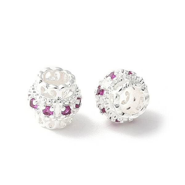 Brass Micro Pave Cubic Zirconia European Beads