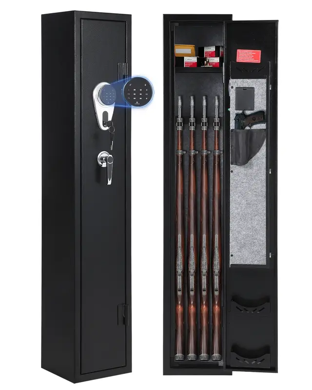 Garvee 3-4 Rifle Gun Safe with Digital Keypad & Dual Explosion Alarm - 52 Tall Heavy Duty Steel Rifle Cabinet for Home Secur...
