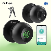 GHome Smart 3 in 1 Door Knob Fingerprint Lock for Bedroom App Control Rechargeable Electronic Biometric Door Lock with Blueto...