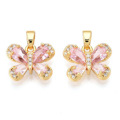 Brass Micro Pave Cubic Zirconia Charms
