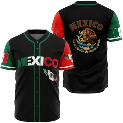 Unisex Adult Mexico Baseball Jersey Breathable Comfortable Quick Dry Water-Resistant Man Woman