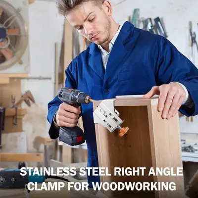 90° Right Angle Clamp for Woodworking – Heavy-Duty Stainless Steel Corner Clip for Precise Drilling, Welding & Frame Assem...