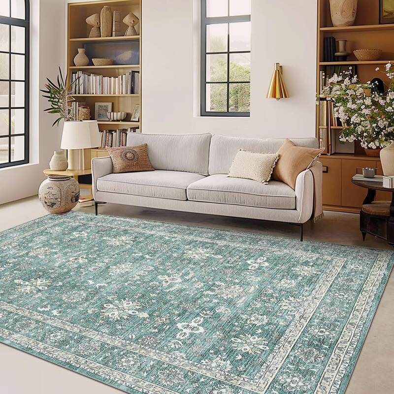 Garvee Washable Area Rugs Non-Slip Vintage Distress Large Rugs for Living Room Bedroom Dining Room Nursery Office Neutral Ori...