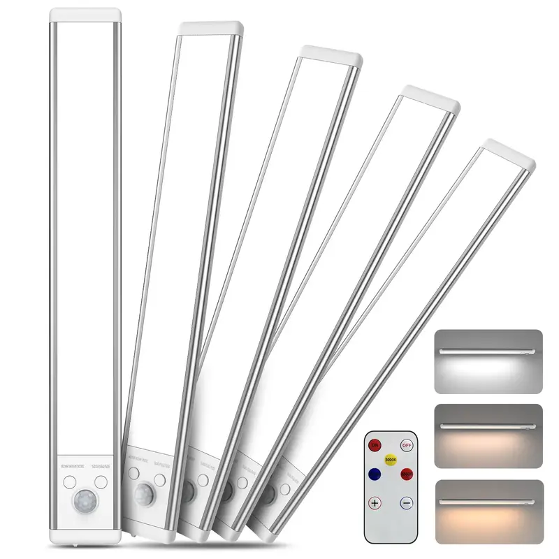 Under Cabinet Lights 5 pack,52LED Motion Sensor Night Light Indoor，1500mAh USB Rechargeable Light，Magnetic Dimmable Light...