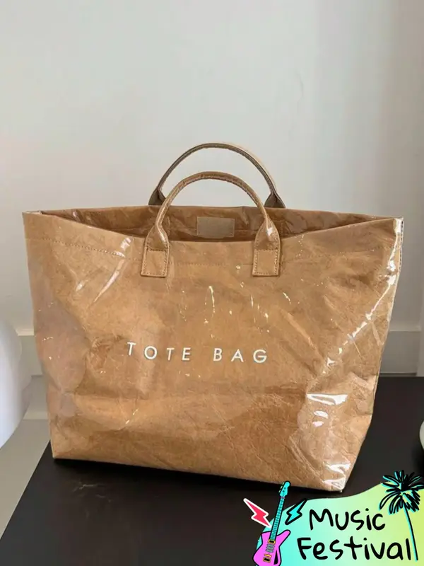 Women's Letters Print Large Capacity Waterproof Tote Bag, Casual Trendy Versatile High-quality Daily Commuting Bag, Girl Fash...