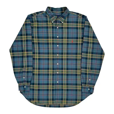 Custom Fit Ralph Lauren Tall Flannel Shirt - 2XL Blue Cotton | Size: xx-large