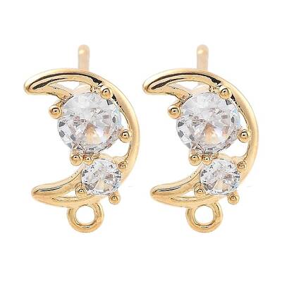 Brass Clear Cubic Zirconia Stud Earring Findings