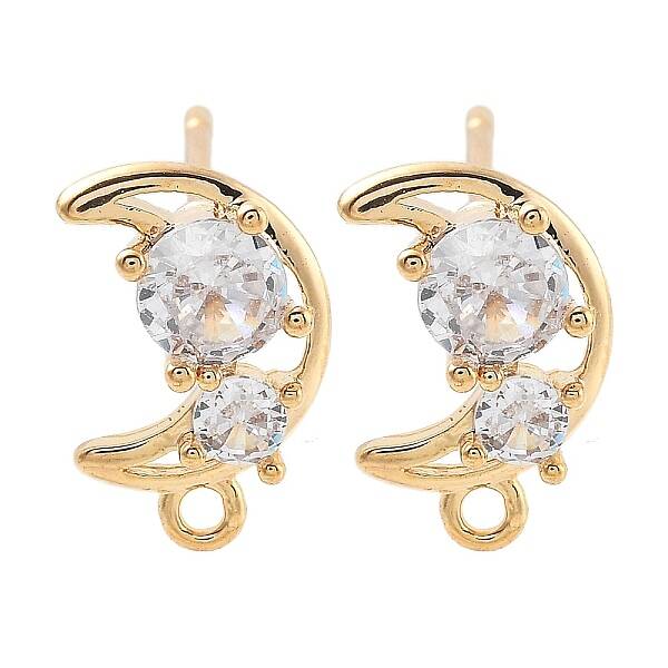 Brass Clear Cubic Zirconia Stud Earring Findings