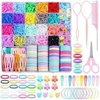 32 Colors Small Hair Rubber Bands with 16 Hair Styling Tools, 2000 Pcs Elastic Girl Baby Hair Ties Mini Hair Bands with Hair ...