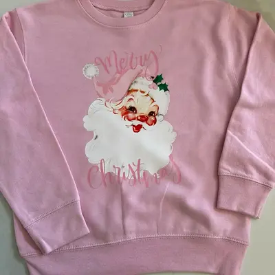 childrens vintage santa fleece crewneck holiday top