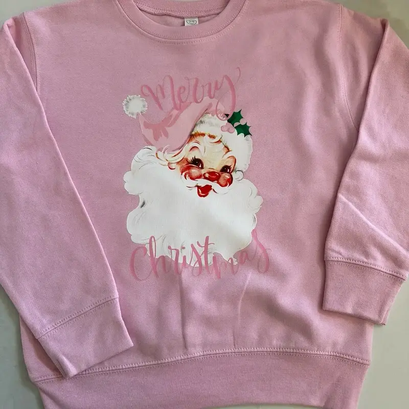 childrens vintage santa fleece crewneck holiday top