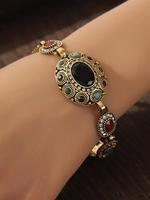 Women's Rhinestone & Artificial Gemstone Decor Bracelet, Bangles Bracelets