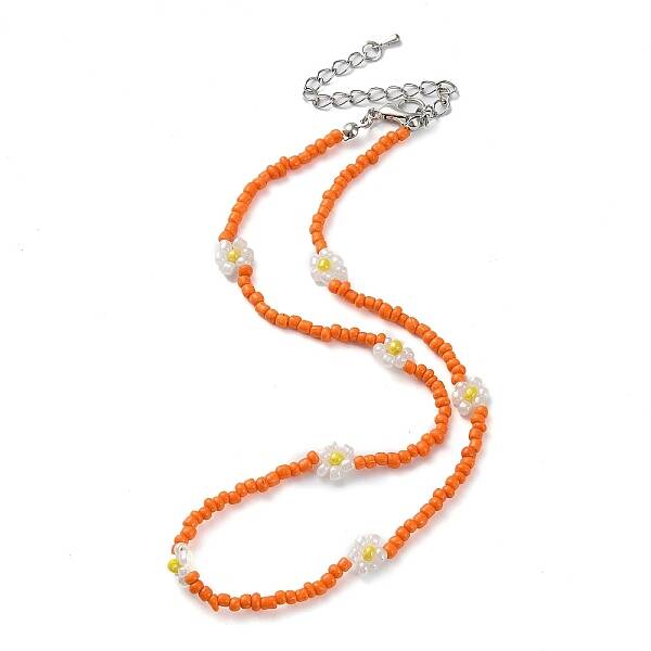 Glass Flower Beaded Necklace