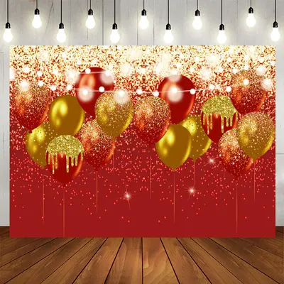 Aperturee Red And Gold Glitter Balloons Birthday Backdrop