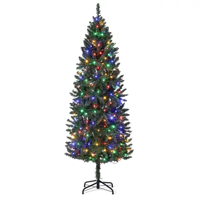 Garvee 6ft Pre-Lit Pencil Christmas Tree with 250 LED Lights, 566 PVC Branch Tips, Metal Stand, Slim Design, Hinged Branches ...