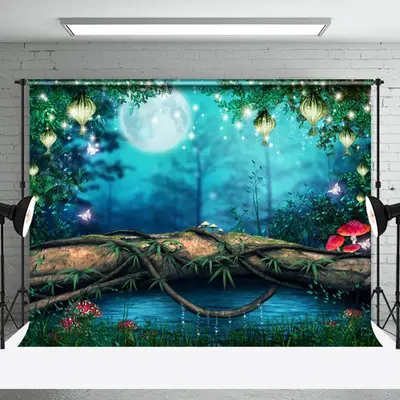 Glitter Pendant Night Forest Trunk Photo Backdrop - Aperturee