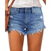 luvamia Denim Shorts Women Casual High Waisted Denim Shorts Frayed Raw Hem Ripped Jeans Shorts