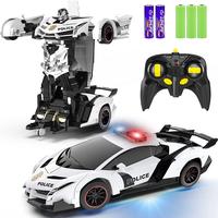 RC Car - Transformer, One Key Transform Flash Robot, 2.4Ghz 1:18 Scale Transformer Car Boys Kids Toys Gift with 360 Degree Ro...