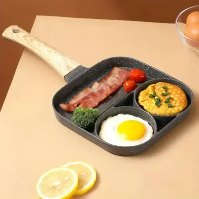 3 in 1 Egg Frying Pan, Non-stick Breakfast Pan, Flat Bottom Egg Frying Pan, Kitchen Accessories, Home Kitchen Supplies