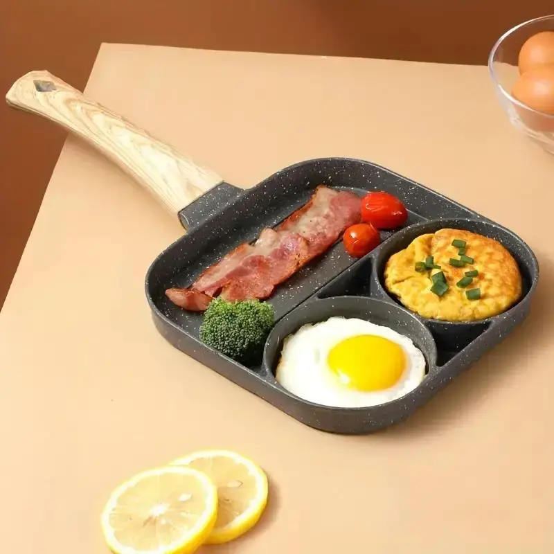 3 in 1 Egg Frying Pan, Non-stick Breakfast Pan, Flat Bottom Egg Frying Pan, Kitchen Accessories, Home Kitchen Supplies